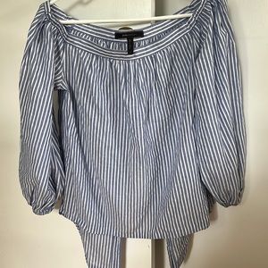 BCBG off the shoulder top with split back opening